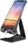 Crpich Acrylic Phone Stand Ergonomic Design for Apple iPhone and Samsung Galaxy Compatible with 48 Inch Screens Black