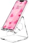 Crpich Acrylic Cell Phone Stand Portable Phone Holder Clear Phone Stand for Desk Compatible with Phone16 15 14 13 Pro Max Mini 12 11 SE Switch Android Smartphone Pad Tablet Desk Accessories