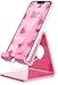 Crpich Acrylic Cell Phone Stand Portable Phone Holder Pink Phone Stand for Desk Compatible with Phone16 15 14 13 12 Pro Max Mini 11 SE Switch Android Smartphone Pad Tablet Desk Accessories