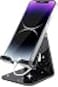 Crpich Acrylic Cell Phone Stand Portable Phone Holder Phone Stand for Desk Compatible with Phone16 15 14 13 12 Pro Max Mini 11 Xr 8 Plus SE Switch Android Smartphone Pad Tablet Glitter Black