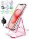 TOPGO Acrylic Cell Phone Stand Clear Phone Holder for Office Desk Vanity Kitchen Counter Bedside Table Compatible with iPhone 17 16 15 14 13 12 Pro Max PlusSmartphonesiPadSwitchKindlePink