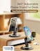 COOPER 360 Stand Rotating Cell Phone Stand for Desk Sturdy Metal Base Foldable Portable Cell Phone Holder for Desk Piano Black