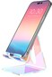Crpich Acrylic Cell Phone Stand Portable Phone Holder Phone Stand for Desk Compatible with Phone16 15 14 13 12 Pro Max Mini 11 Switch Android Smartphone Pad Tablet Iridescent Color