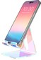 Crpich Acrylic Cell Phone Stand Portable Phone Holder Phone Stand for Desk Compatible with Phone16 15 14 13 12 Pro Max Mini 11 Switch Android Smartphone Pad Tablet Iridescent Color