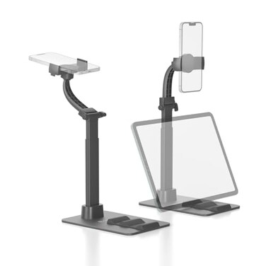 CamScanner Adjustable Phone Stand 360 Rotatable ClipOn HolderDesk Mount with NonSlip Base for Phone1 Pack