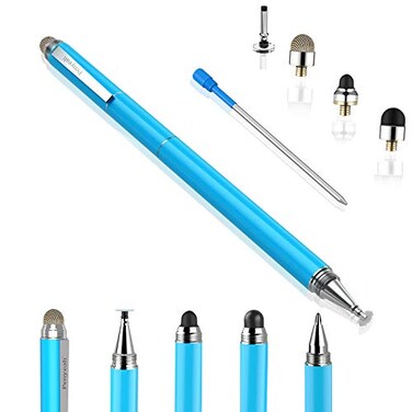 Penyeah Stylus 4in1 Stylus Pen for Touch Screen High Precision and Sensitivity DiscMesh2 Sized Rubber Tips Universal for iPhoneiPadAndroidSamsungHP Tablets All Capacitive Touch ScreensBlue