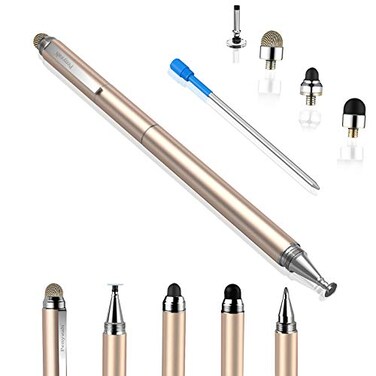 Penyeah Stylus pens for Touch Screens 4in1 High Sensitivity and Precision Touch Screen Stylus Disc TipBlack Rubber Tip Mesh Fiber Tip Universal for All Capacitive Touch Screen Device Gold