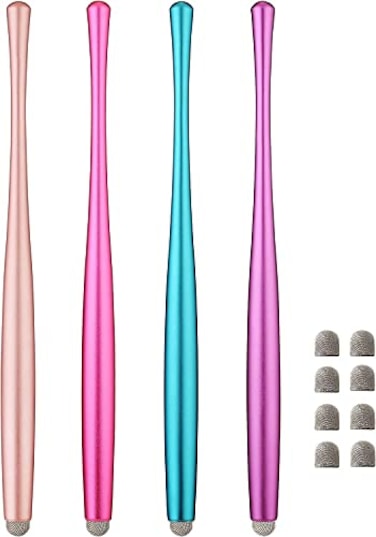 CCIVV Slim Waist Stylus Pen for Touch Screen Compatible with iPad iPhone Kindle Fire 8 Extra Replaceable Hybrid Fiber Tips Pink Purple Blue Rose Gold