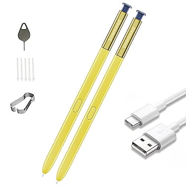HQB-STAR 2 PCS Galaxy Note 9 Note9 Stylus S Pen Replacement for Samsung Galaxy Note 9 SMN960 Pen Without Bluetooth TipsNibsEject Pin Yellow