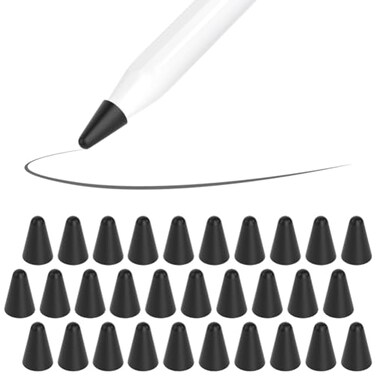 SIXFU 30 PCS Paper Feel Silence Covers for Apple Pencil Tips Rubber Silicone Protectors for Apple Pencil 2nd Generation Tips 1st Gen Replacement iPad Pro Pencil Nib CoversBlack
