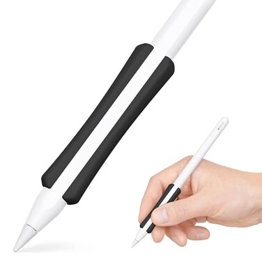 UPPERCASE NimbleGrip 2 Premium Silicone Ergonomic Dual Sided Grip Case Holder Comfort Sleeve Works with Squeeze DoubleTap and Wireless Charging Compatible with Apple Pencil Pro 2nd Gen and USBC Black