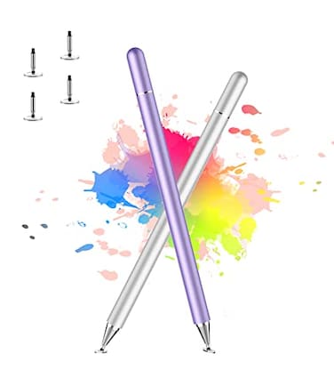 Luntak Stylus Pen for iPad LUNTAK Stylus Pens for Nintendo SwitchAppleiPhoneIpad proMiniAirAndroidMicrosoftSurfaceAll Capacitive Touch Screens Universal with 4 Replacement Tips Purple and Silver