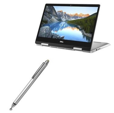BoxWave Stylus Pen Compatible with Dell Inspiron 14 5000 2in1 14 in DualTip Capacitive Stylus Fiber Tip Disc Tip Capacitive Stylus Pen Metallic Silver