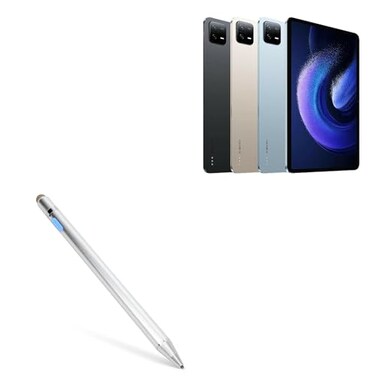 BoxWave Stylus Pen Compatible with Xiaomi Pad 6 AccuPoint Active Stylus Electronic Stylus with Ultra Fine Tip Metallic Silver