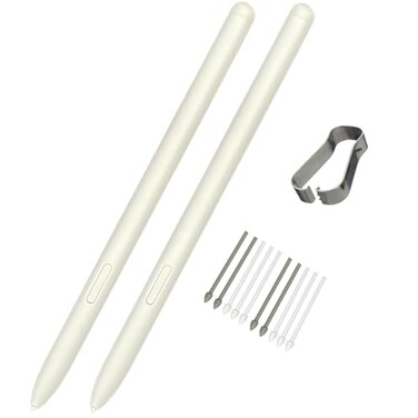 HQB-STAR 2 Pack Galaxy Tablet S6 LiteS7S8S9 Series Stylus Pen Replacement for Samsung Galaxy Tab S6 Lite S7 S8 S9 S9 Plus S9 Ultra S9 FE Stylus Pen 10 TipsNibs NO Bluetooth White