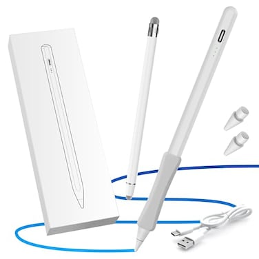 OASO Stylus Pen Tilt Drawing Palm Rejection Stylus Pencil for Apple iPad 678910 Mini 56 Air 345 Pro 11129 M2M3M4M5 Include Pencil Grip Extra Tips Universal Stylus White