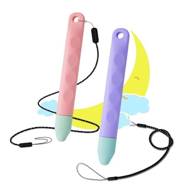 RKItE KidFriendly Tablet Stylus with Tether 2 Pack of Pink and Purple Kids Stylus Pen for iPad Fire Tablet All AMZ Fire Kids and Kids Pro Sufface Tablets Samsung Tablets and All Touch Screen Devices