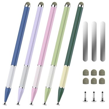 Bopomofo Stylus Pen for Touchscreen5 PCS 2in1 Magnetic Stylus Pen High Sensitivity Precision StylusExtended Pen Body DesignCompatible with Touch Screens9 Tips 3 Magnetic Sheets