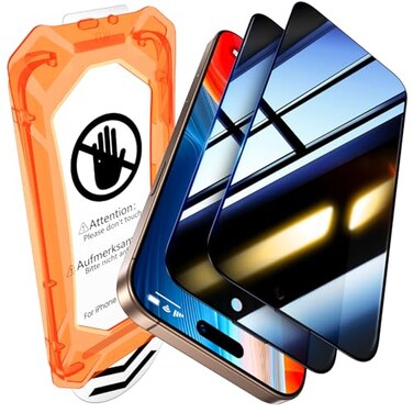 UniqueMe for iPhone 16 Pro Privacy Screen Protector Military Grade Shatterproof 9H Hardness Screen Protector 16 Pro Tempered Glass Full Coverage Protection Easy to install 2 Packs