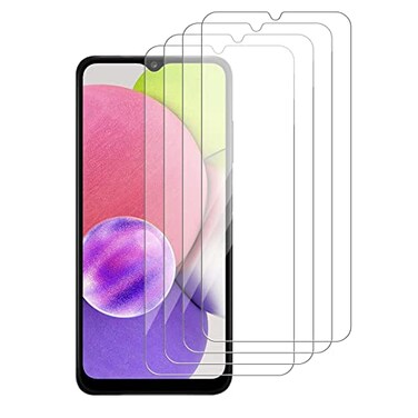 iCsapr 4 Pack Glass Screen Protector Compatible for Samsung Galaxy A03s Galaxy A03 Core Galaxy A039H HardnessHD Screen Tempered Glass Scratch Resistant Easy Install Case FriendlyBubble Free