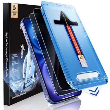 MAGIC JOHN 2 Pack for iPhone 16 61 inch Privacy Tempered Glass Screen Protector Auto DustElimination Bubble Free Easy Installation