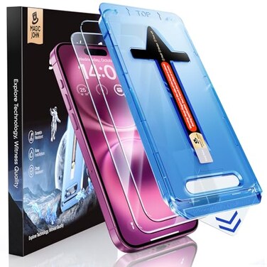 MAGIC JOHN 2 Pack for iPhone 16 Plus 67 inch Tempered Glass Screen Protector Auto DustElimination Bubble Free Easy Installation HD Clear