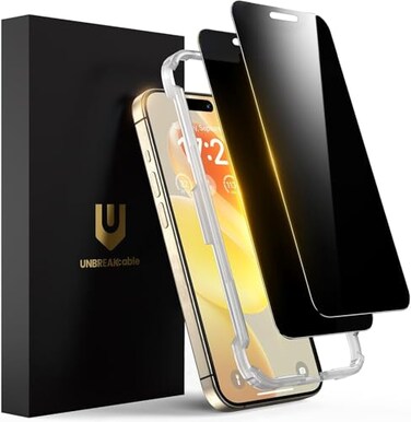 UNBREAKcable Privacy Screen Protector for iPhone 15 Pro Max Shatterproof Tempered Glass True 28Anti Spy 9H Hardness Easy Installation Frame Private Protector for iPhone 15 Pro Max 672 Pack