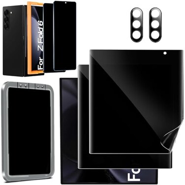 Ferilinso 2 Pack Privacy Screen Protector for Samsung Galaxy Z Fold 6 Phone Case Friendly Inside AntiSpy Film with 2 Pack Front Tempered Glass Camera Lens Protector Accessories