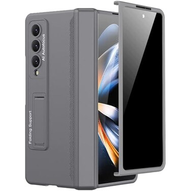 Miimall for Samsung Galaxy Z Fold 4 Case with Privacy Screen Protector Builtin Convenient Adjustable Kickstand Magnetic Hinge Protection AllInclusive Protective Case for Galaxy Z Fold 4 5GGrey