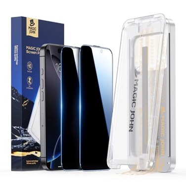 MAGIC JOHN 3rd Gen Upgraded for iPhone 16 Pro Privacy Screen Protector 63 Inch 25AntiSpy Screen Shockproof Tempered Glass Auto DustRemoval Bubble Free Easy Installation 2 Pack