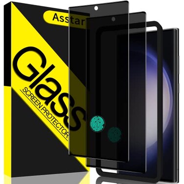 Asstar 2 Pack Samsung Galaxy S23 Ultra Privacy Screen ProtectorSupport Fingerprint Unlock Screen Protector9H Tempered Glass Film Screen Protector