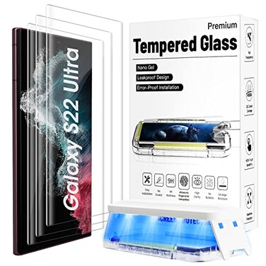 Ni-SHEN NiSHEN 3 PackAuto Alignment 3D Curved for S22 Ultra Screen Protector Samsung Galaxy 5gSamsung Galaxy S22 Ultra Tempered GlassFully Compatible with UltraSonic Fingerprint Scanner and S Pen