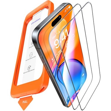 UltraGlass TOP 9H Armor for iPhone 15 Pro Max Screen Protector NO1 Military Grade Shatterproof Screen Protector 15 Pro Max Tempered Glass Longest Durable Full Coverage 2 Pack