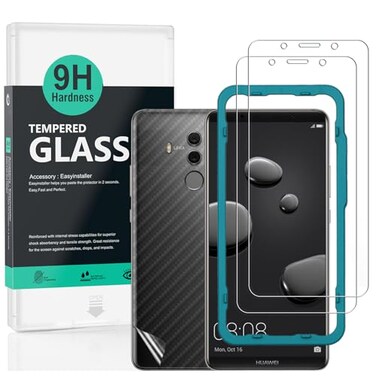 Ibywind Screen Protector For Huawei Mate10 Prowith 2Pcs Tempered Glass1Pc Backing Carbon Fiber Film Fingerprint ReaderEasy to install