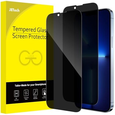 JETech Privacy Full Coverage Screen Protector for iPhone 13 Pro Max 67Inch AntiSpy Tempered Glass Film Edge to Edge Protection CaseFriendly 2Pack