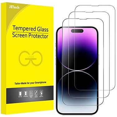 JETech Full Coverage Screen Protector for iPhone 14 Pro 61Inch 9H Tempered Glass Film CaseFriendly HD Clear 3Pack