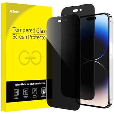 JETech Privacy Full Coverage Screen Protector for iPhone 14 Pro 61Inch AntiSpy Tempered Glass Film Edge to Edge Protection CaseFriendly 2Pack