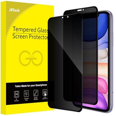 JETech Privacy Full Coverage Screen Protector for iPhone 11XR 61Inch AntiSpy Tempered Glass Film Edge to Edge Protection CaseFriendly 2Pack