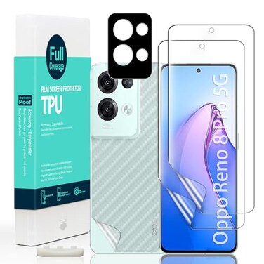 Ibywind 2 Pcs Screen Protector For Oppo Reno 8 Pro 5G 67Flexible TPU FilmWith 1Pc Camera Lens Protector1Pc Back FilmBubble FreeEasy to install