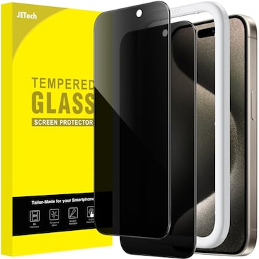 JETech Privacy Screen Protector for iPhone 15 Pro Max 67Inch AntiSpy Tempered Glass Film with Easy Installation Tool 2Pack