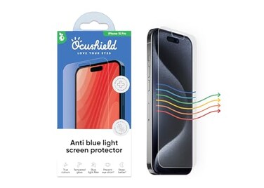 Ocushield Anti Blue Light Tempered Glass Screen Protector of for iPhone 15 Pro 61 Blocks Blue Light Prevents Eye Strain Helps You Sleep Better 9H Hardness Case Friendly