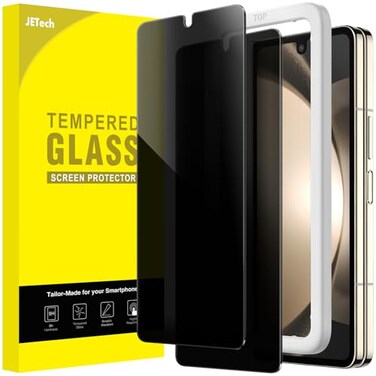 JETech Front Privacy Screen Protector for Samsung Galaxy Z Fold 5 AntiSpy Tempered Glass Film with Easy Installation Tool CaseFriendly 2Pack