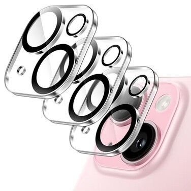 JETech Camera Lens Protector for iPhone 15 61Inch and iPhone 15 Plus 67Inch 9H Tempered Glass AntiScratch Case Friendly Does Not Affect Night Shots HD Clear 3Pack