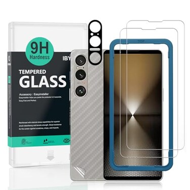 Ibywind 2 Pack Screen Protector For Sony Xperia 1 VI 5G 659H Hardness Tempered GlassWith 1Pc Camera Lens Protector1Pc Back Carbon Fiber Film