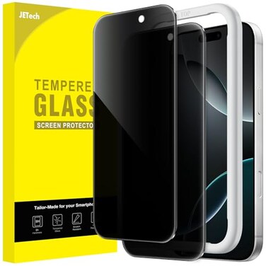 JETech Privacy Screen Protector for iPhone 16 Pro 63Inch AntiSpy Tempered Glass Film with Easy Installation Tool 2Pack