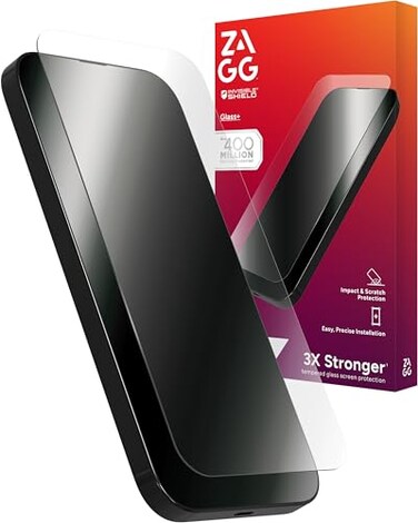 ZAGG Glass Screen Protector for iPhone 16 Pro 3X Stronger Tempered Glass with Reinforced Edges Scratch Smudge Resistant InvisibleShield Easy Installation