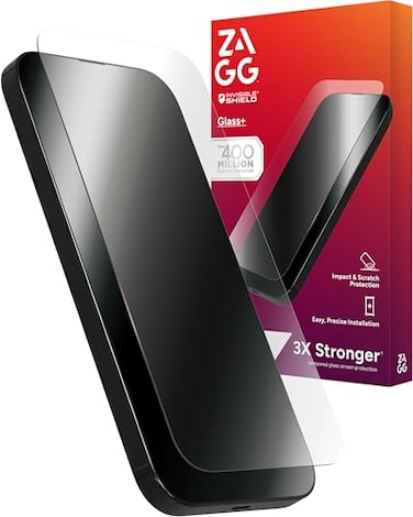 ZAGG Glass Screen Protector for iPhone 16 Plus 15 Plus 3X Stronger Tempered Glass with Reinforced Edges Scratch Smudge Resistant InvisibleShield Easy Installation