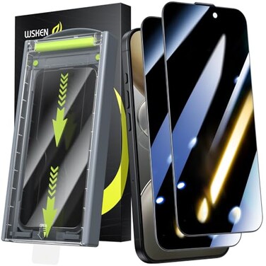 WSKEN for iPhone 16 ProiPhone 17 Privacy Screen Protector Auto DustRemove 24 Degree Anti Spy 3D Full Coverage Shatterproof Tempered Glass with Zero Bubble Dust Clean Easy Installing House