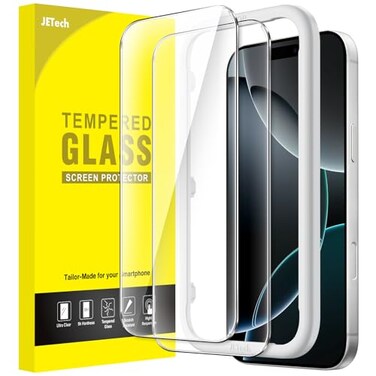 JETech Screen Protector for iPhone 16 Pro 63Inch Tempered Glass Film with Easy Installation Tool CaseFriendly HD Clear 2Pack