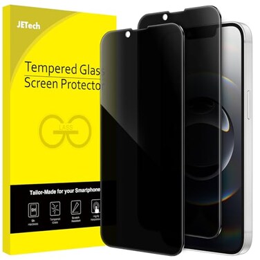 JETech Privacy Full Coverage Screen Protector for iPhone 17e 2026 iPhone 16e AntiSpy Tempered Glass Film Edge to Edge Protection CaseFriendly 61Inch Display 2Pack